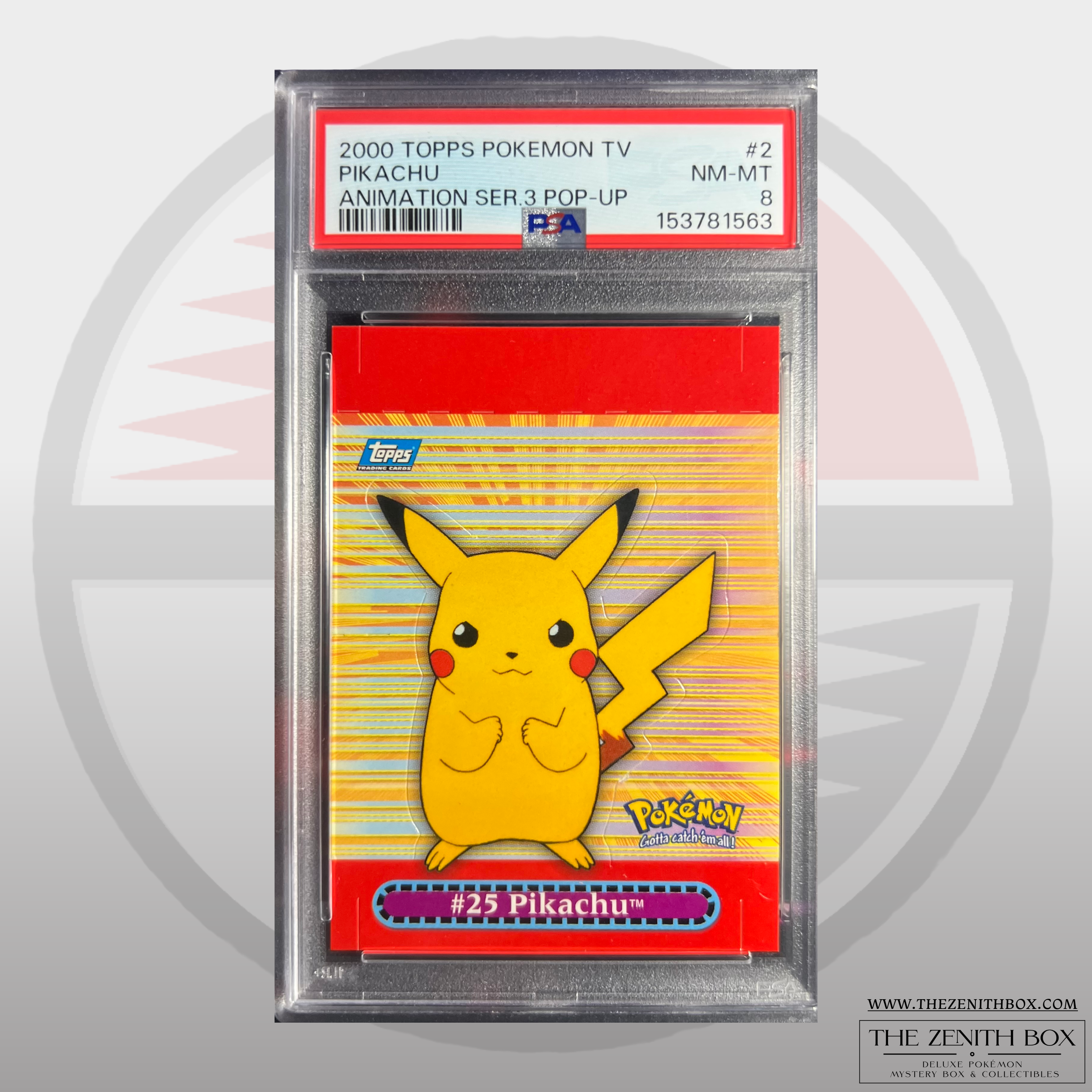 Pikachu #2 Topps Pop-Up Pokémon TV Animation Series 3 (PSA 8)