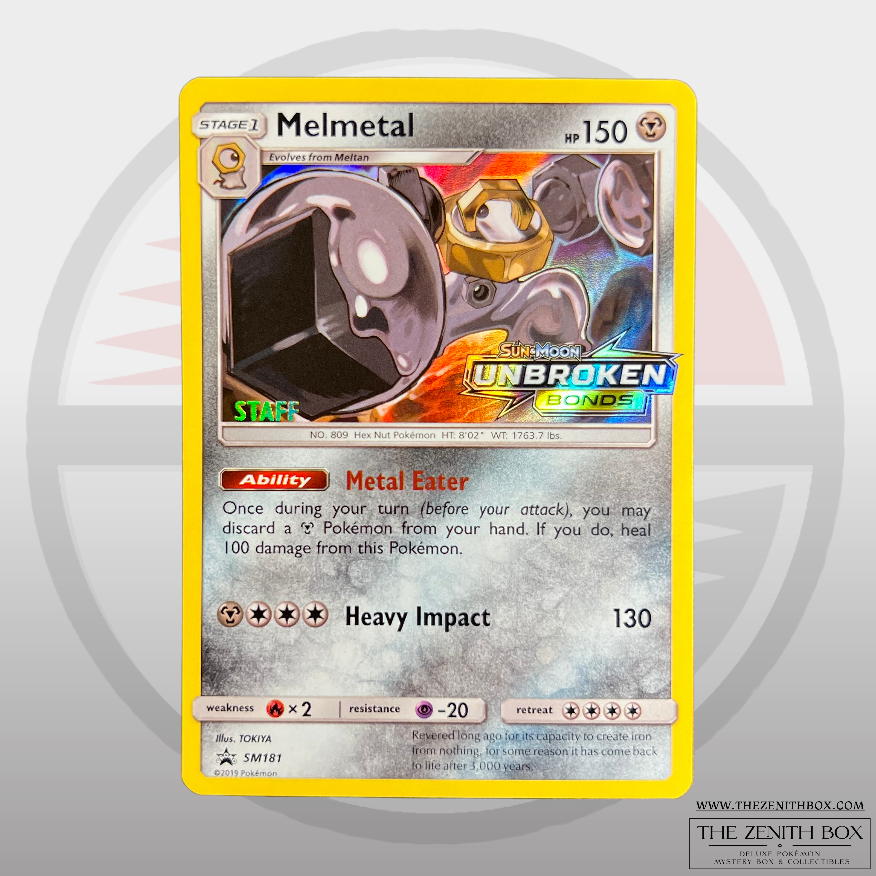 Melmetal SM181 Unbroken Bonds Prerelease STAFF Promo
