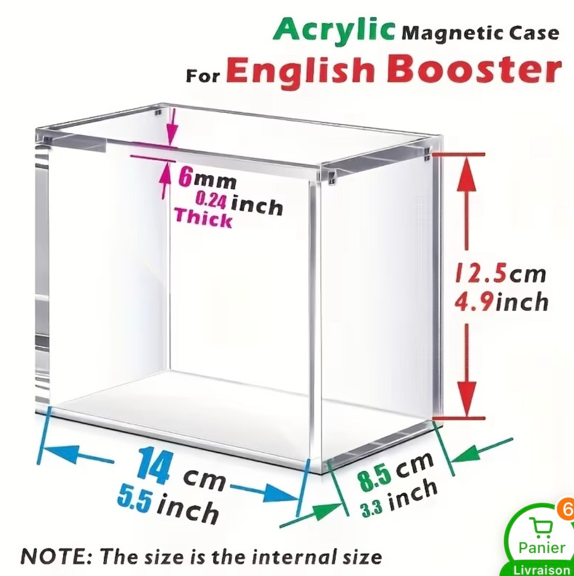 Acrylic magnetic protector case for English Pokémon Booster Box with dimensions