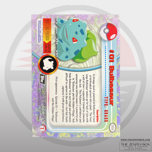 Bulbasaur #01 Topps Series 1 Rainbow Foil (English) — back