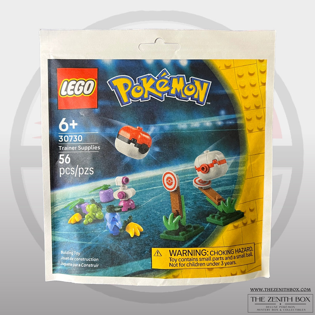 Front of the sealed LEGO Pokémon Trainer Supplies 30730 paper bag, 56 pieces