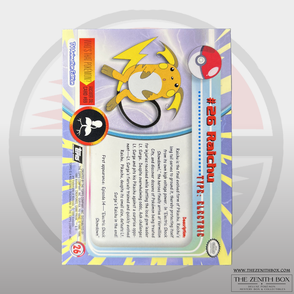 Raichu #26 Topps Series 1 Rainbow Foil (English) — back