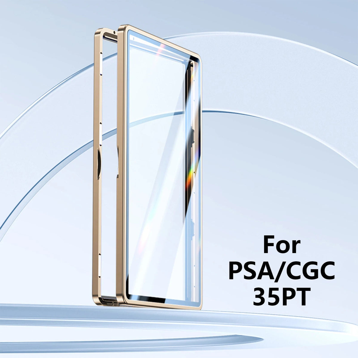 Gold aluminum PSA/CGC 35pt slab case, open frame product view