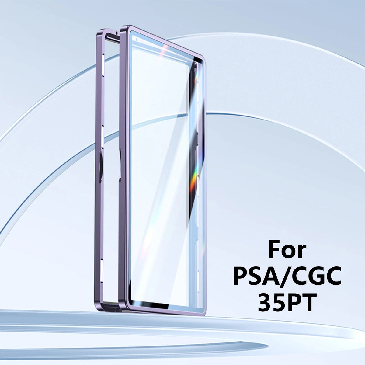 Purple aluminum PSA/CGC 35pt slab case, open frame product view
