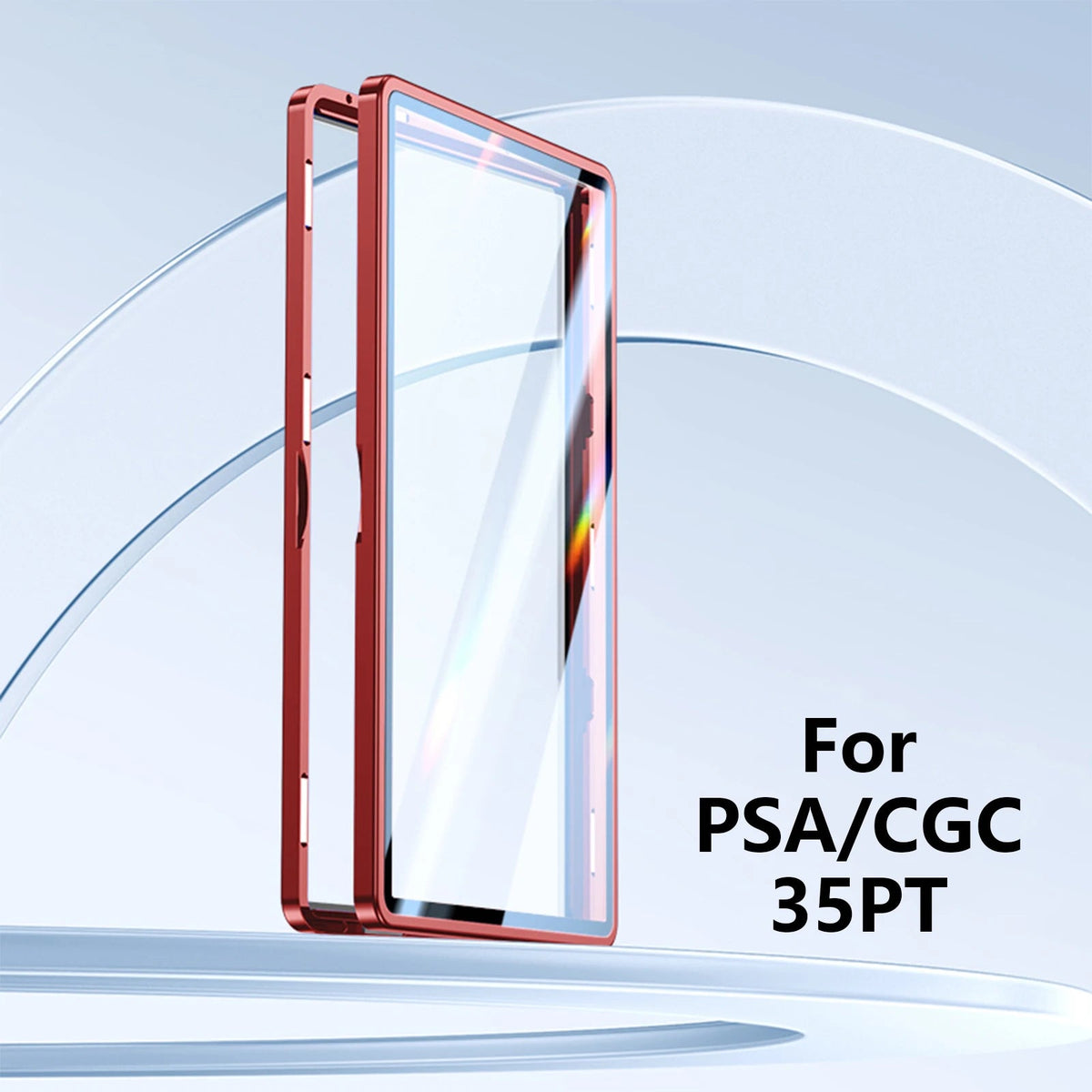 Red aluminum PSA/CGC 35pt slab case, open frame product view