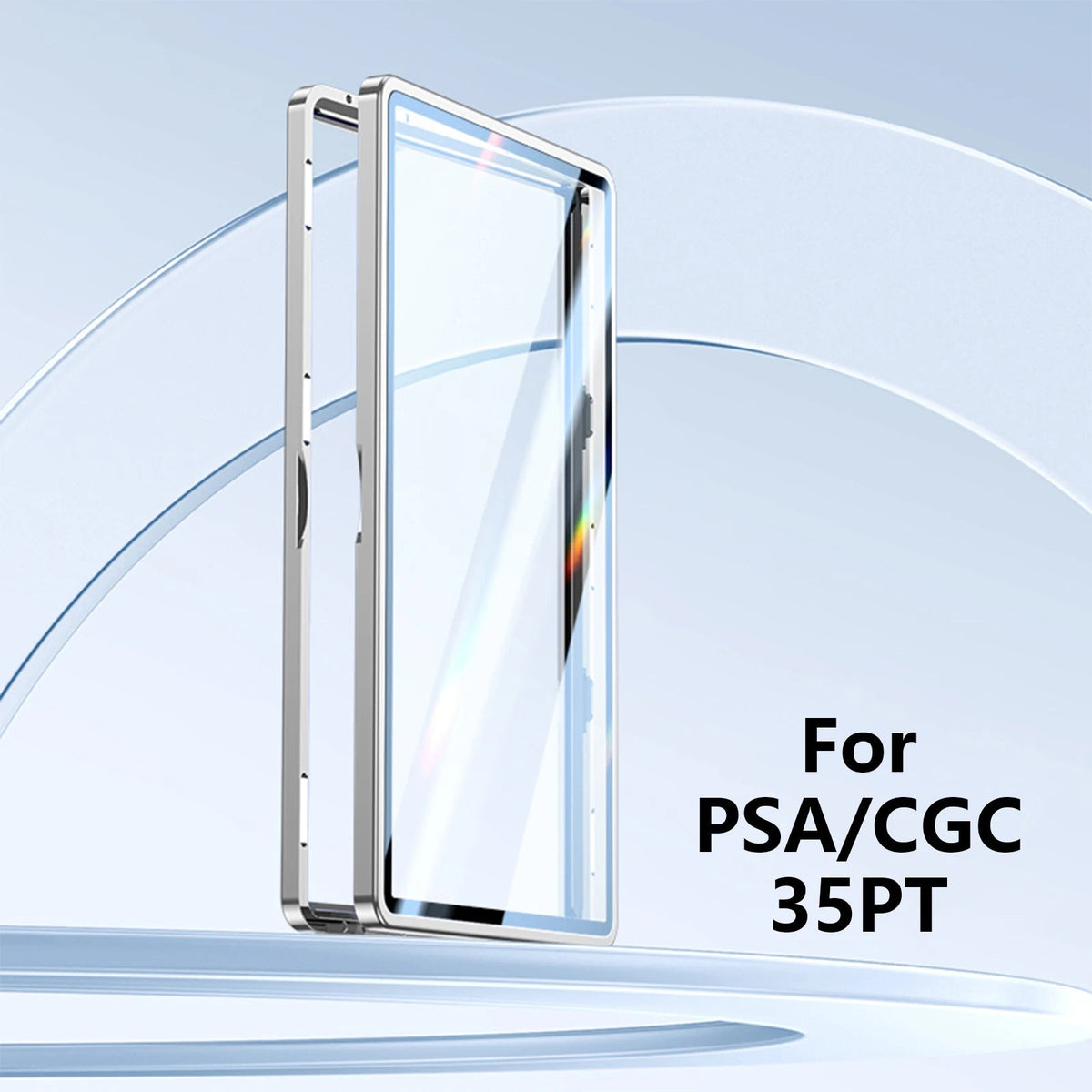 Silver aluminum PSA/CGC 35pt slab case, open frame product view