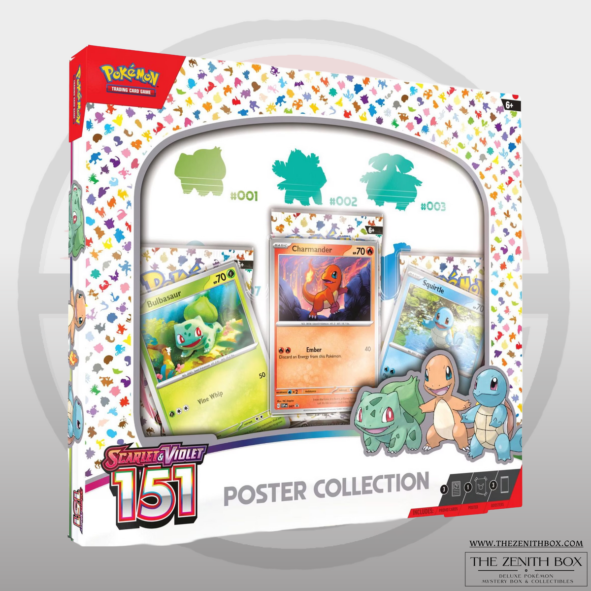 Pokémon TCG Scarlet & Violet 151 Poster Collection, sealed English box, front view.